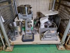 Catering equipment - dishwasher trays, food steamers, small mixer, tomato slicer, blender jug