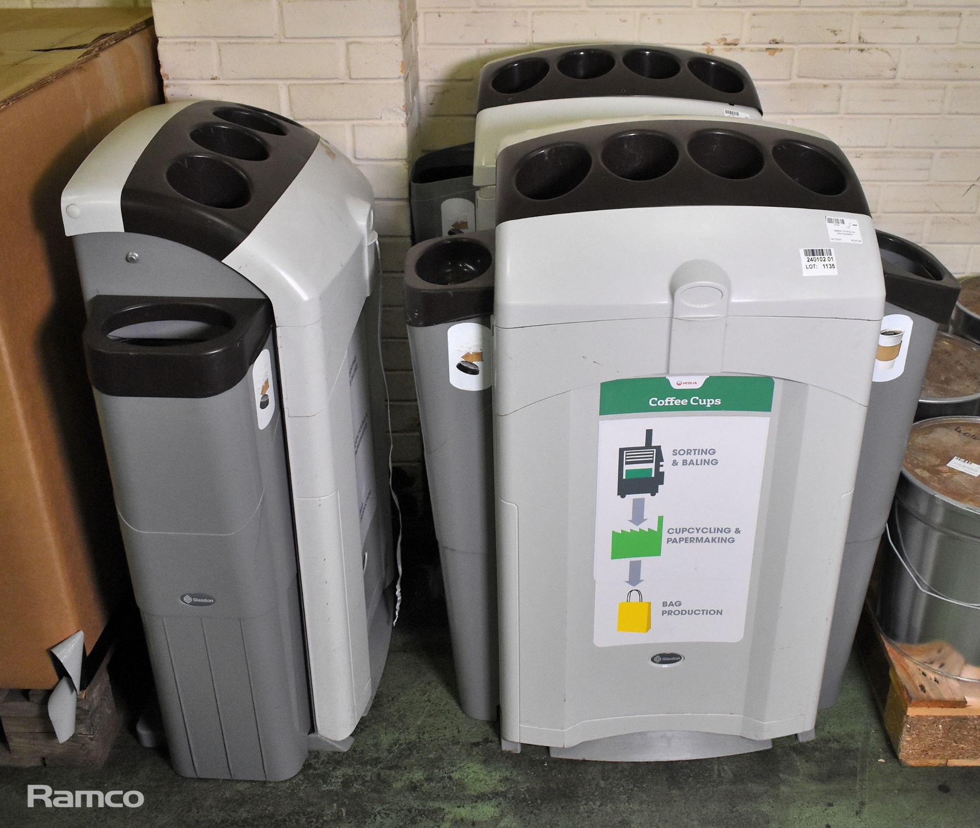 3x Glasdon drinking cup recycling stations