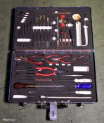 Multi piece tool kit in composite case - spanners, allen keys, screwdriver and plier - L 470 x W 300