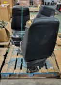3x Black half leather captains chairs on pedestal