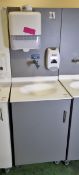 Portable hand wash station with under counter storage, Bristan tap, paper tower dispenser