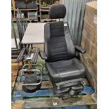 Black half leather captains chair, Captain chair base - swivel and height adjustable