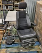 Black half leather captains chair, Captain chair base - swivel and height adjustable