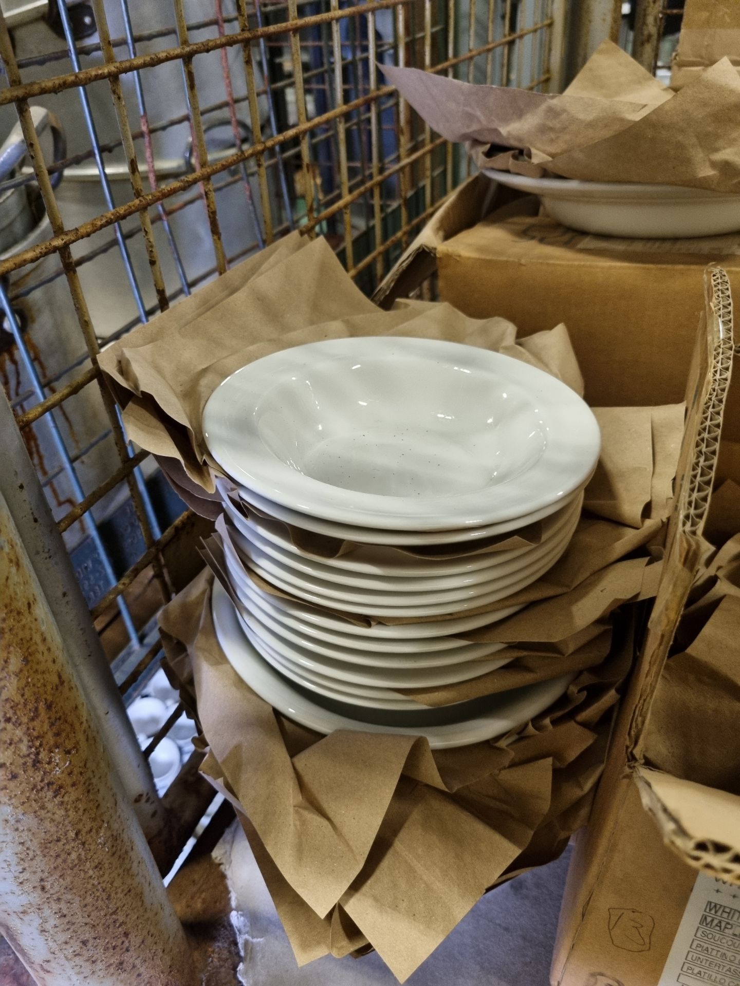 Catering Equipment - White plates, saucers, bowls, cups, teapot, salt + pepper pot - Image 6 of 8