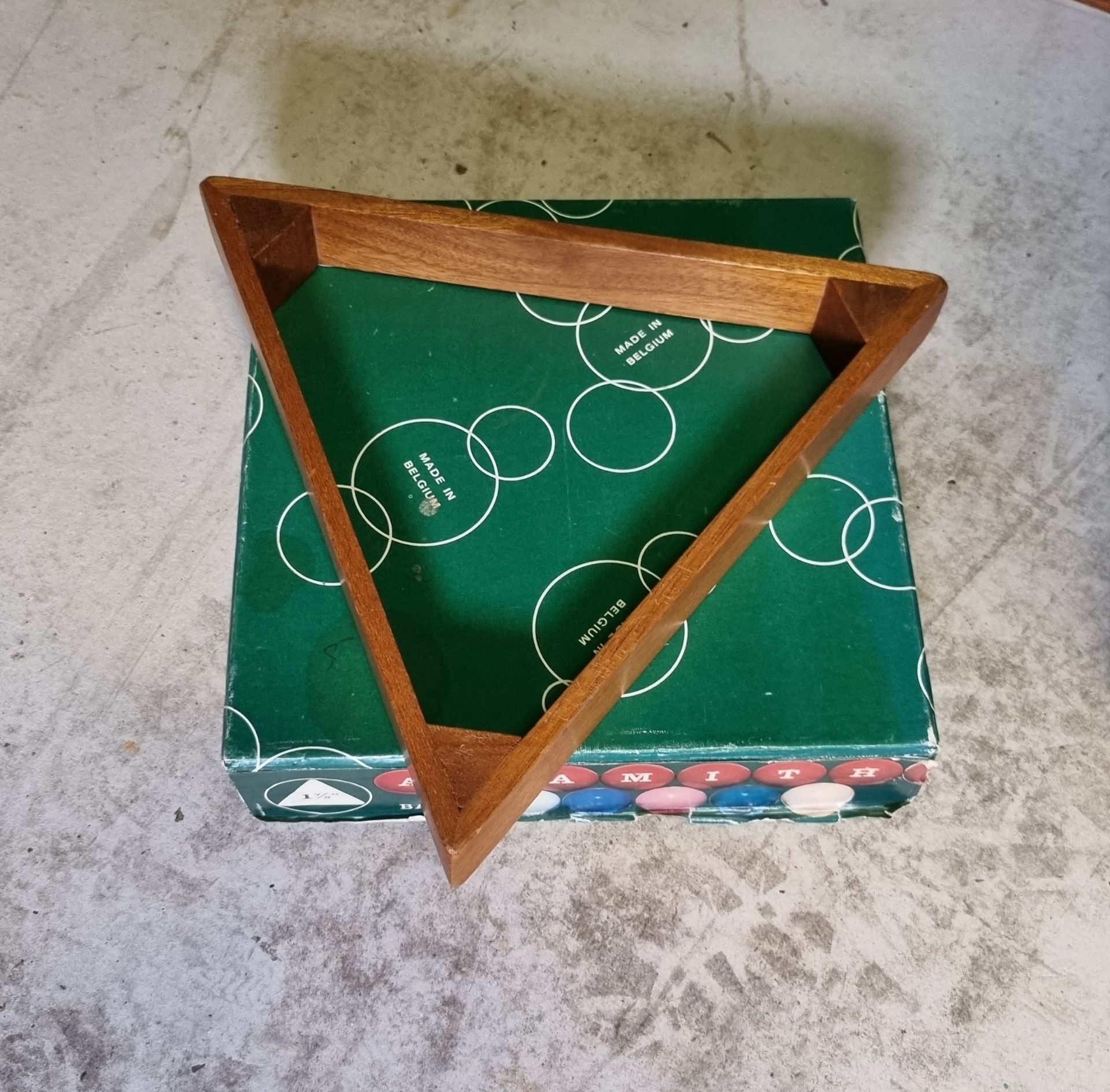 Pool table with cue cupboard, cues, 10 red snooker ball set and triangle - see desc. - Image 4 of 6