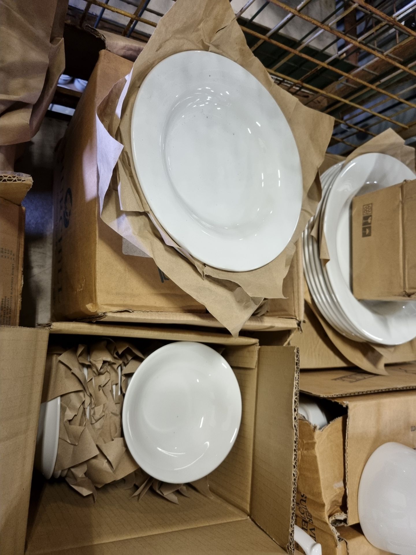 Catering Equipment - White plates, saucers, bowls, cups, teapot, salt + pepper pot - Image 7 of 8