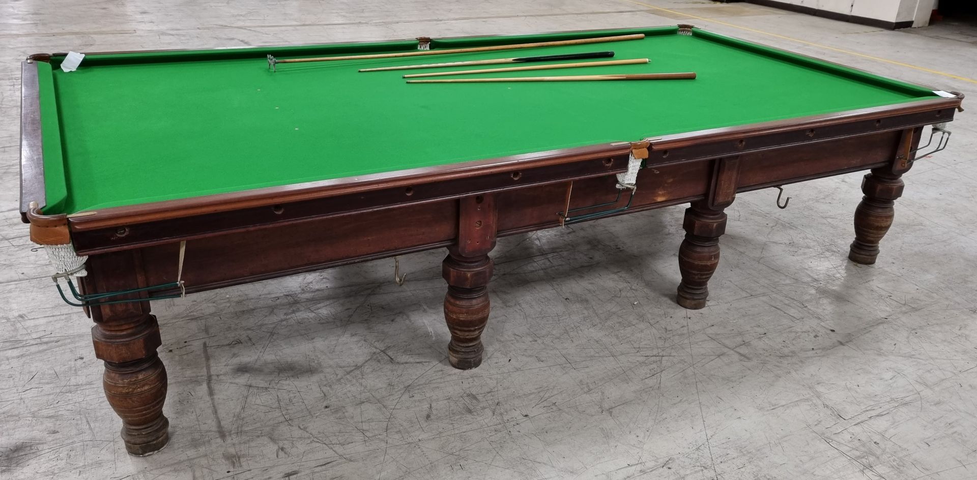 Orme & Sons Manchester 12ft snooker table with cues, cue rests, cover, and lighting - Image 5 of 25