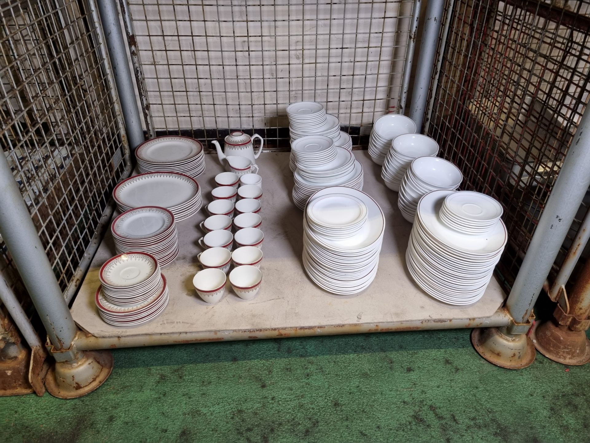 Catering equipment - Myott Royalty and Arcopal France plates, cups, saucers, bowls and teapot