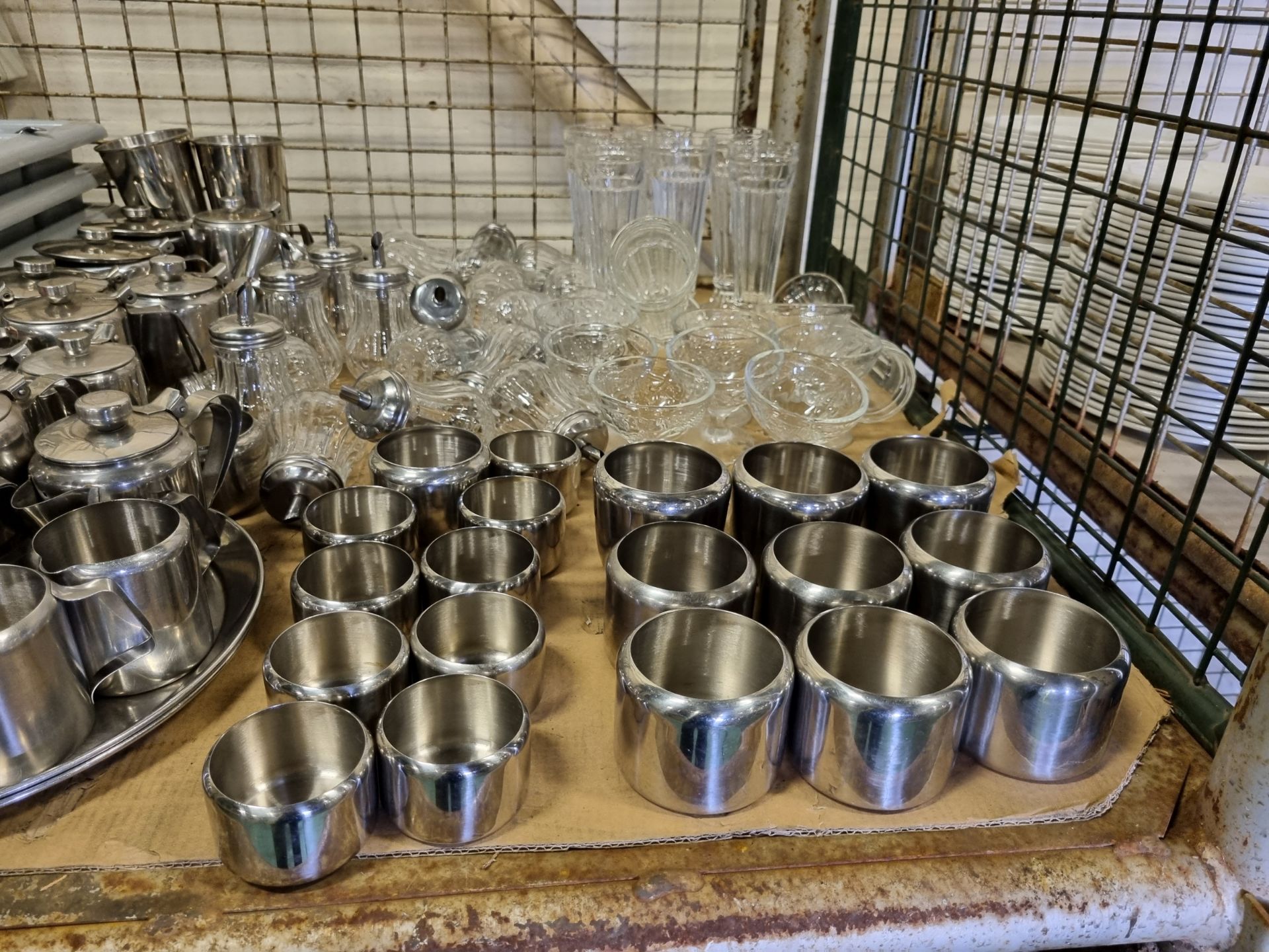 Catering equipment - serving trays, teapots, sugar bowls, sugar pourers, glass flutes, - Image 3 of 7