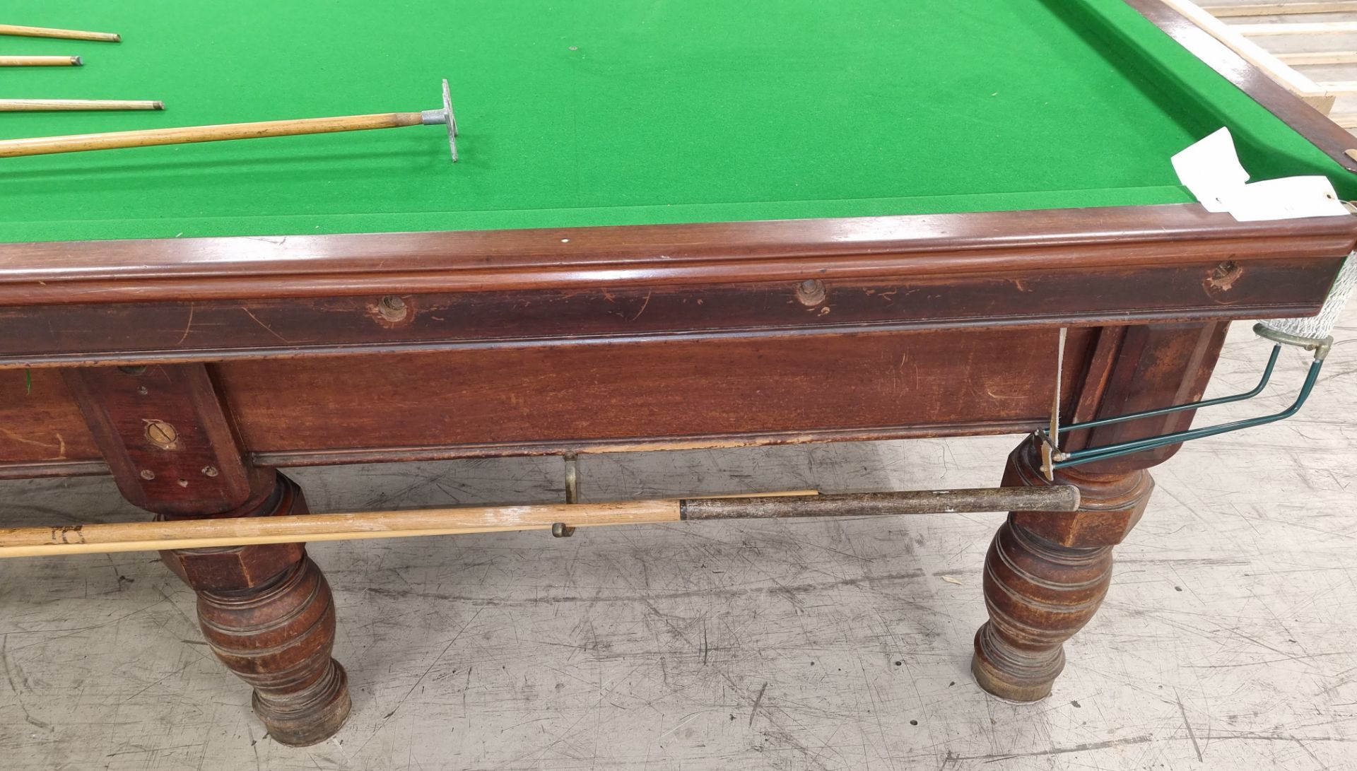 Orme & Sons Manchester 12ft snooker table with cues, cue rests, cover, and lighting - Image 11 of 25