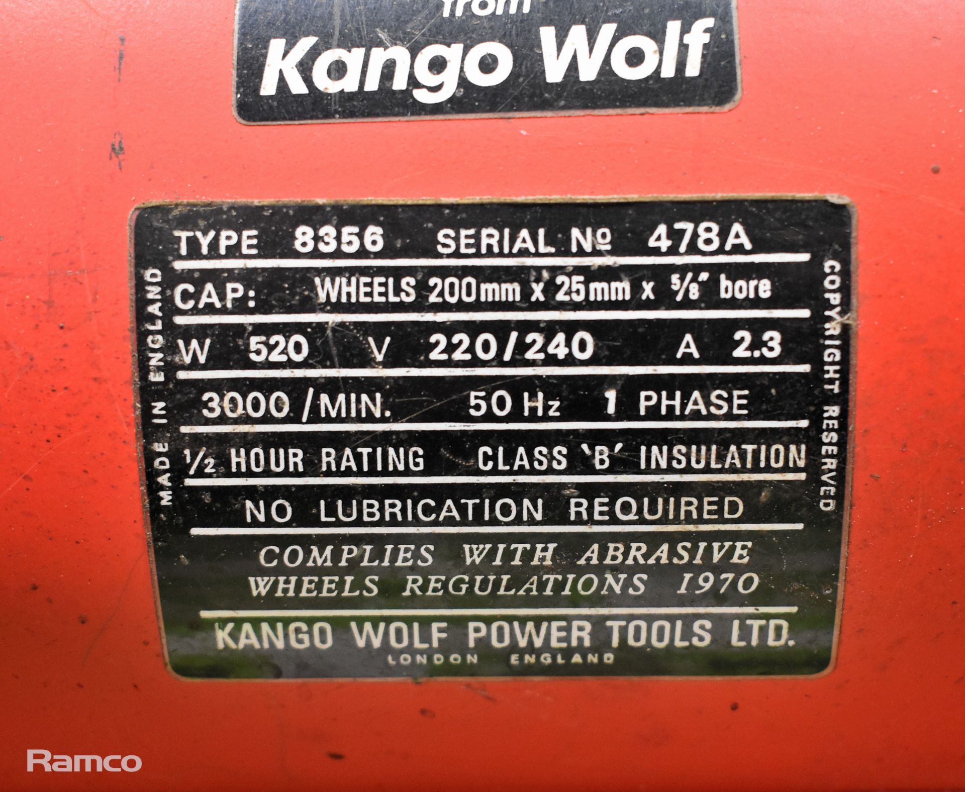 Kango Wolf 8356 2 wheel bench grinder - 240V - Image 3 of 5