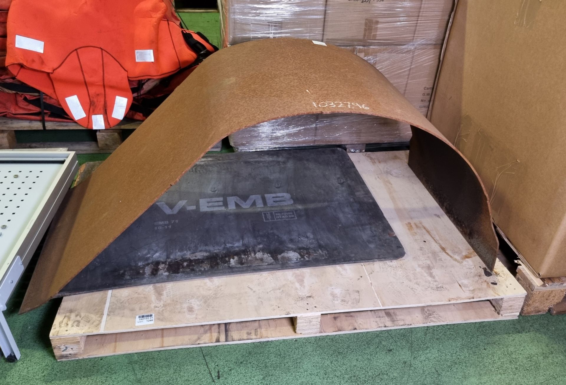 HGV vehicle parts - metal arched floor part - rusted