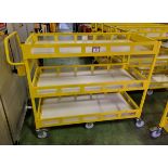 Yellow 3-tier general use trolley - W 1440 x D 550 x H 1150mm