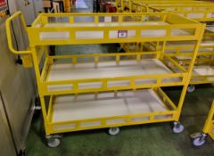 Yellow 3-tier general use trolley - W 1440 x D 550 x H 1150mm