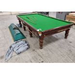 Orme & Sons Manchester 12ft snooker table with cues, cue rests, cover, and lighting