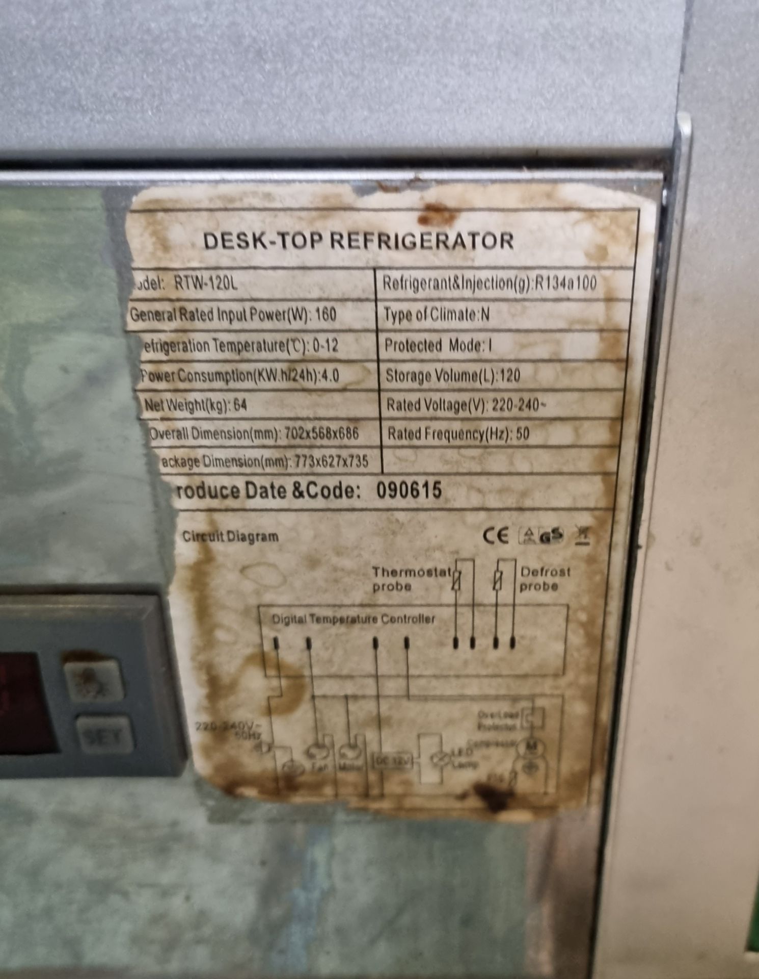 RTW-120L counter top refrigerated display unit - W 700 x D 570 x H 690mm - Image 5 of 5