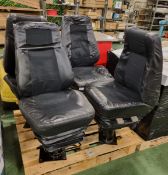 4x Black half leather captains chairs on pedestal