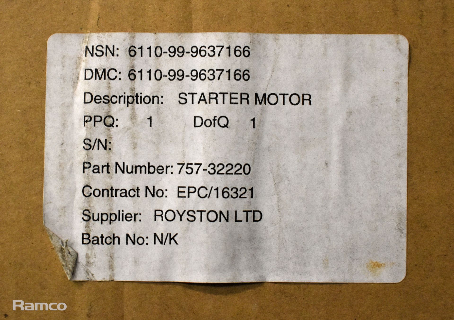 Lister Petter 757-32220 starter motor - Image 4 of 4