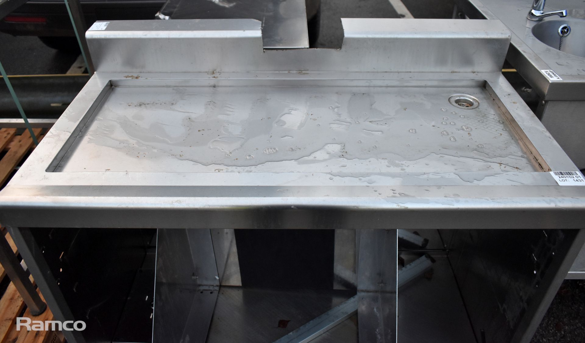 Stainless steel draining table, countertop, shelf and 2 fascias - Bild 4 aus 7