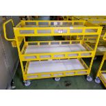 Yellow 3-tier general use trolley - W 1440 x D 550 x H 1150mm