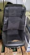 2x Black half leather captains chairs on pedestal