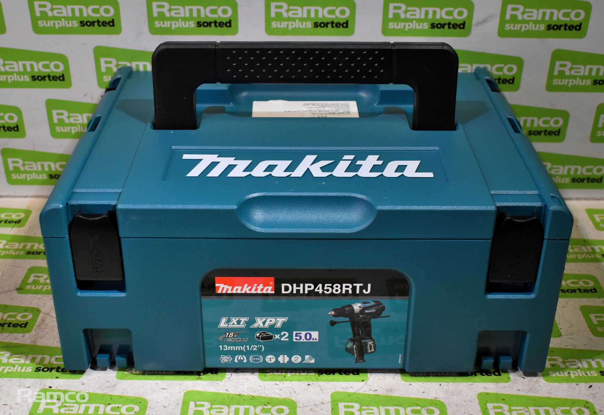 Makita DHP458RTJ 18v combi drill with 2x 5.0Ah batteries and charger - in case - Image 9 of 9