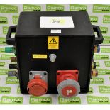 Distro rubber box type - Powerlocks in and thru - 125 amp 3 phase and 63 amp 3 phase outlets