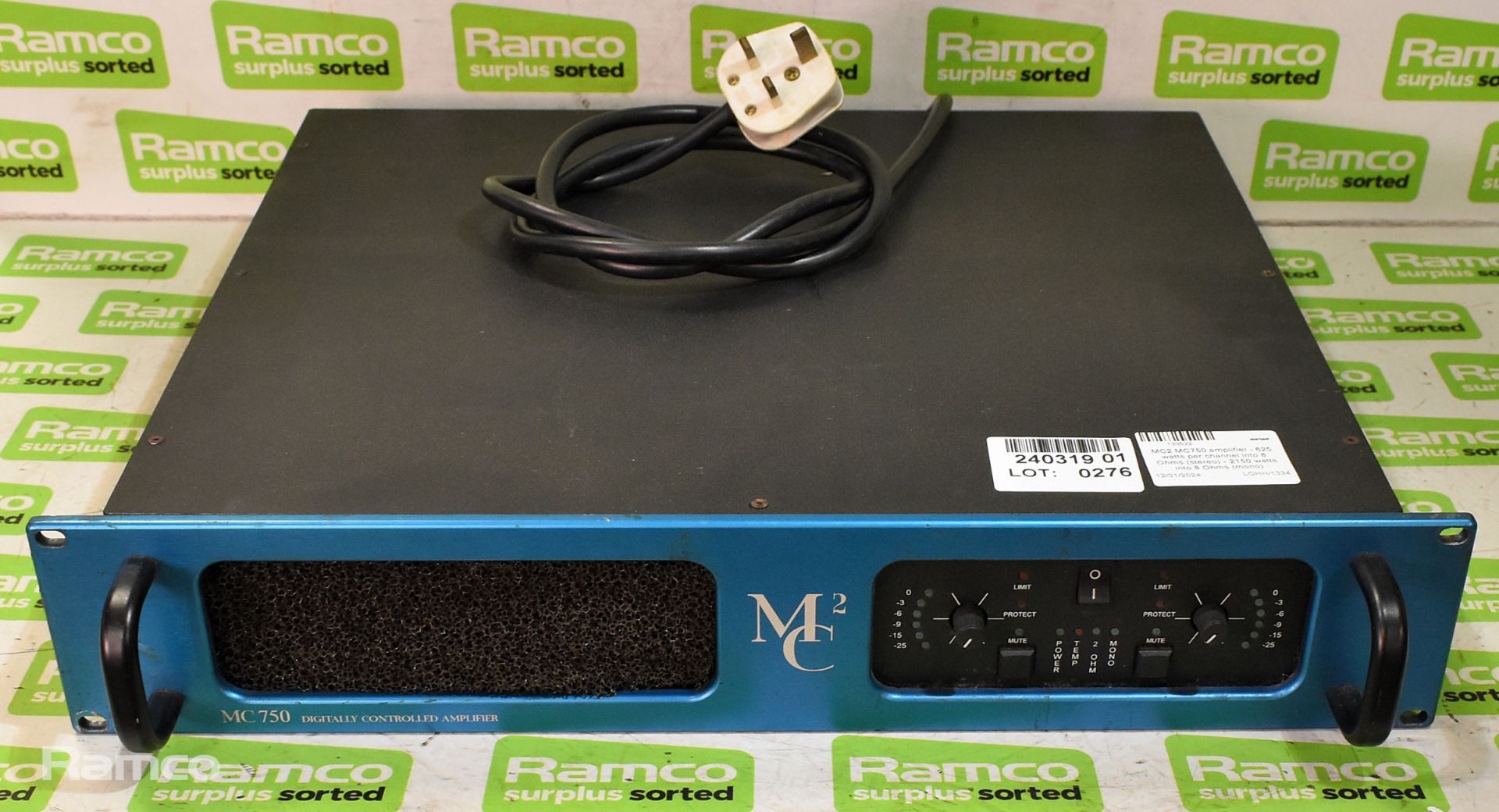 MC2 MC750 amplifier - 625 watts per channel into 8 Ohms (stereo) - 2150 watts into 8 Ohms (mono)