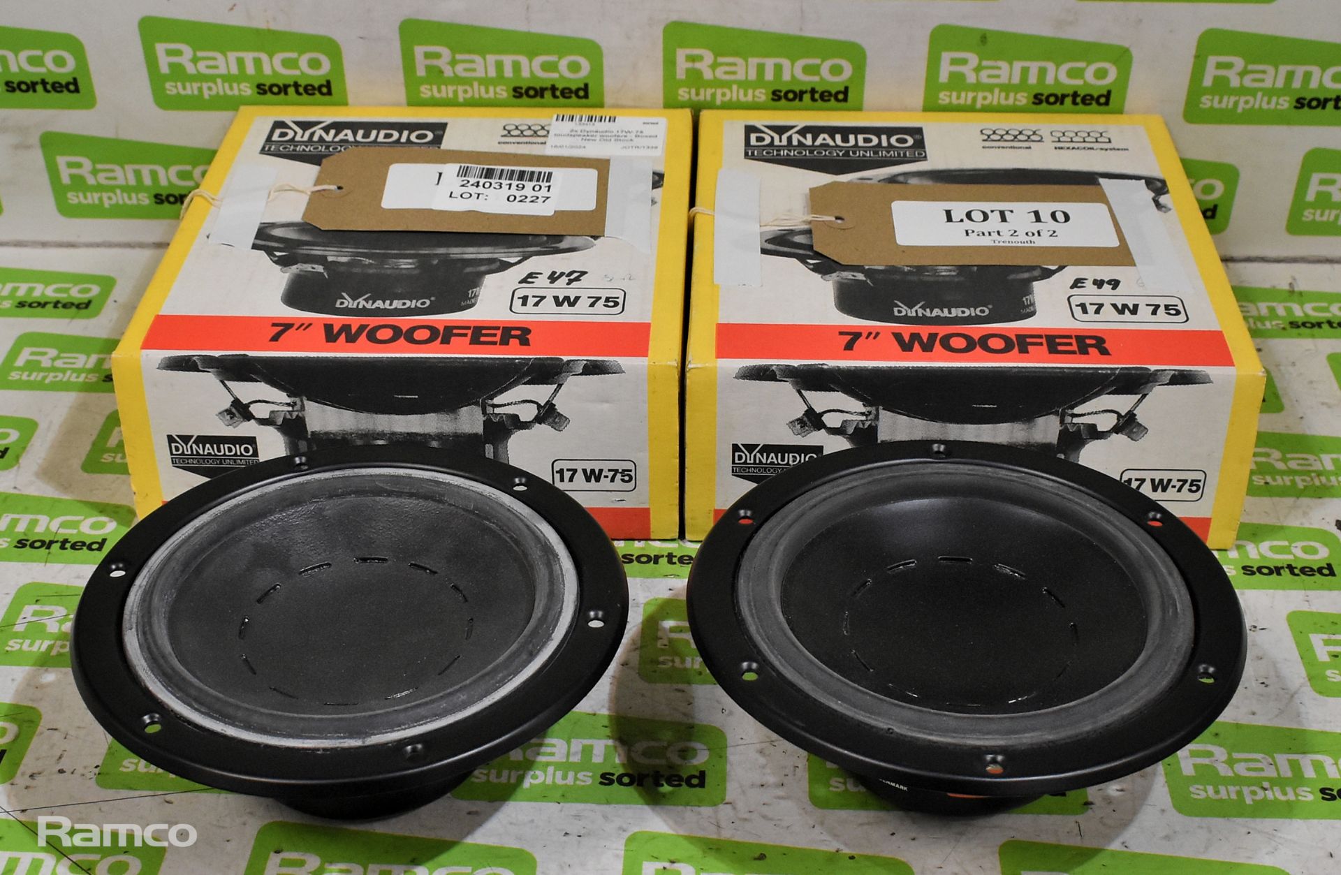 2x Dynaudio 17W-75 loudspeaker woofers - Boxed