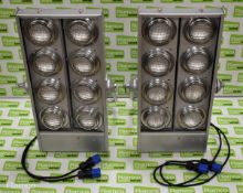 2x Showtec Blinder8 DMX with lamps and 2 x 16A plug