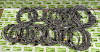 19x DMX grey 5 pin 2 universe cables - 1x30m, 7x10m, 4x7.5m, 7x5m