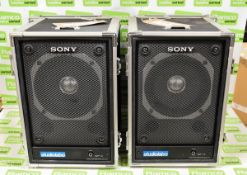 2x Sony Studiolabo MU-S11 flightcased speakers - 50 watt