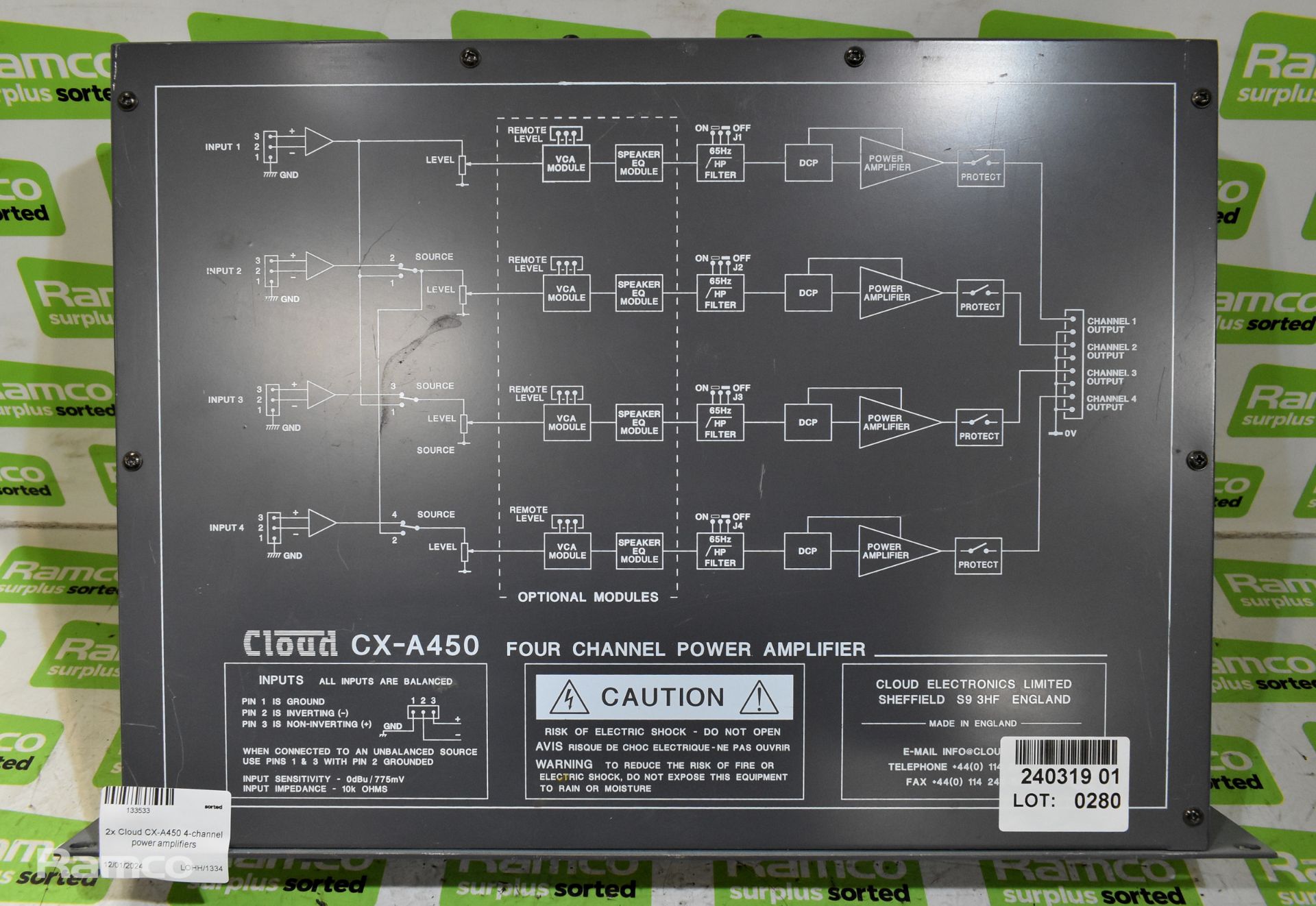 2x Cloud CX-A450 4-channel power amplifiers - Image 6 of 11