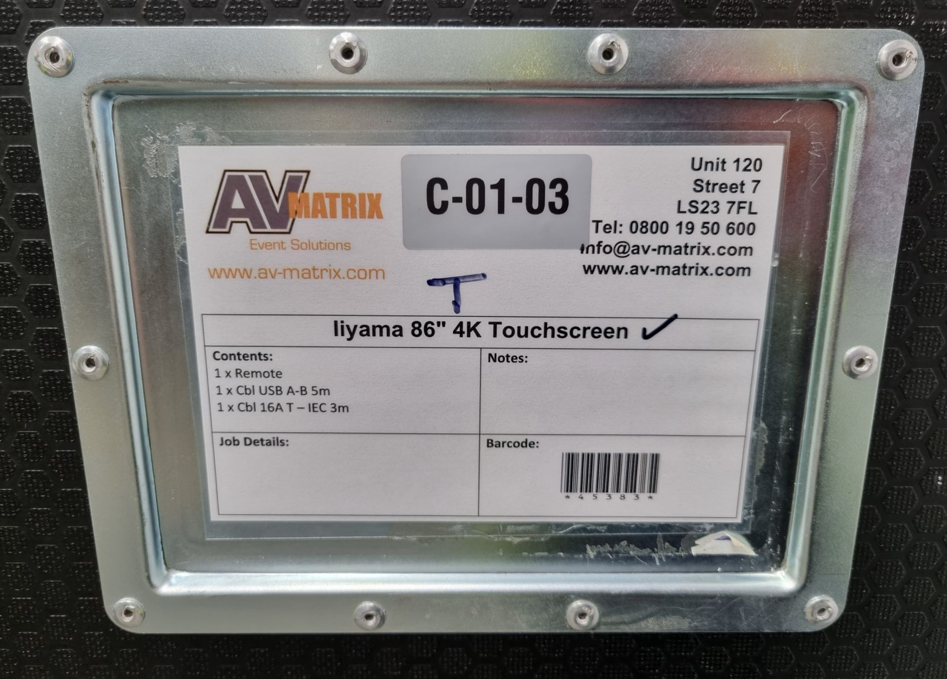IIyama TE866MIS 86 inch 4k touch screen display in flight case - W 2100 x D 400 x H 1400mm - Bild 10 aus 10