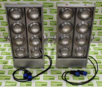 2x Showtec Blinder8 DMX with lamps and 2 x 16A plug