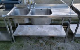 Stainless steel sink unit - W 1500 x D 600 x H 950 mm