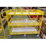 Yellow 3-tier general use trolley - W 1440 x D 550 x H 1150mm