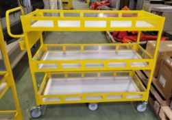 Yellow 3-tier general use trolley - W 1440 x D 550 x H 1150mm