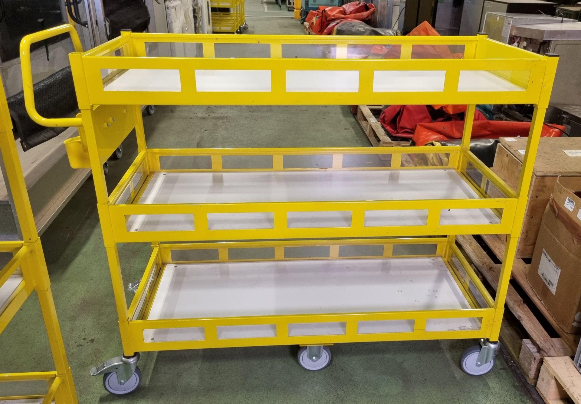 Yellow 3-tier general use trolley - W 1440 x D 550 x H 1150mm