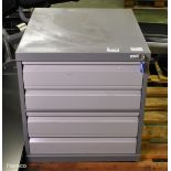 Metal 4-drawer cabinet with key - W 570 x D 640 x H 610 mm