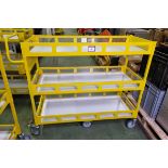 Yellow 3-tier general use trolley - W 1440 x D 550 x H 1150mm