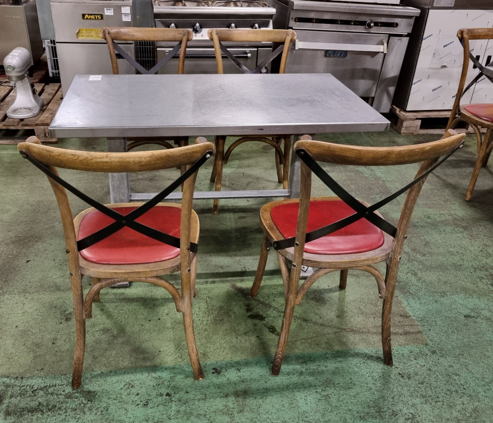 4x Wooden restaurant chairs, Metal table - W 1200 x D 690 x H 760 mm - Bild 2 aus 5