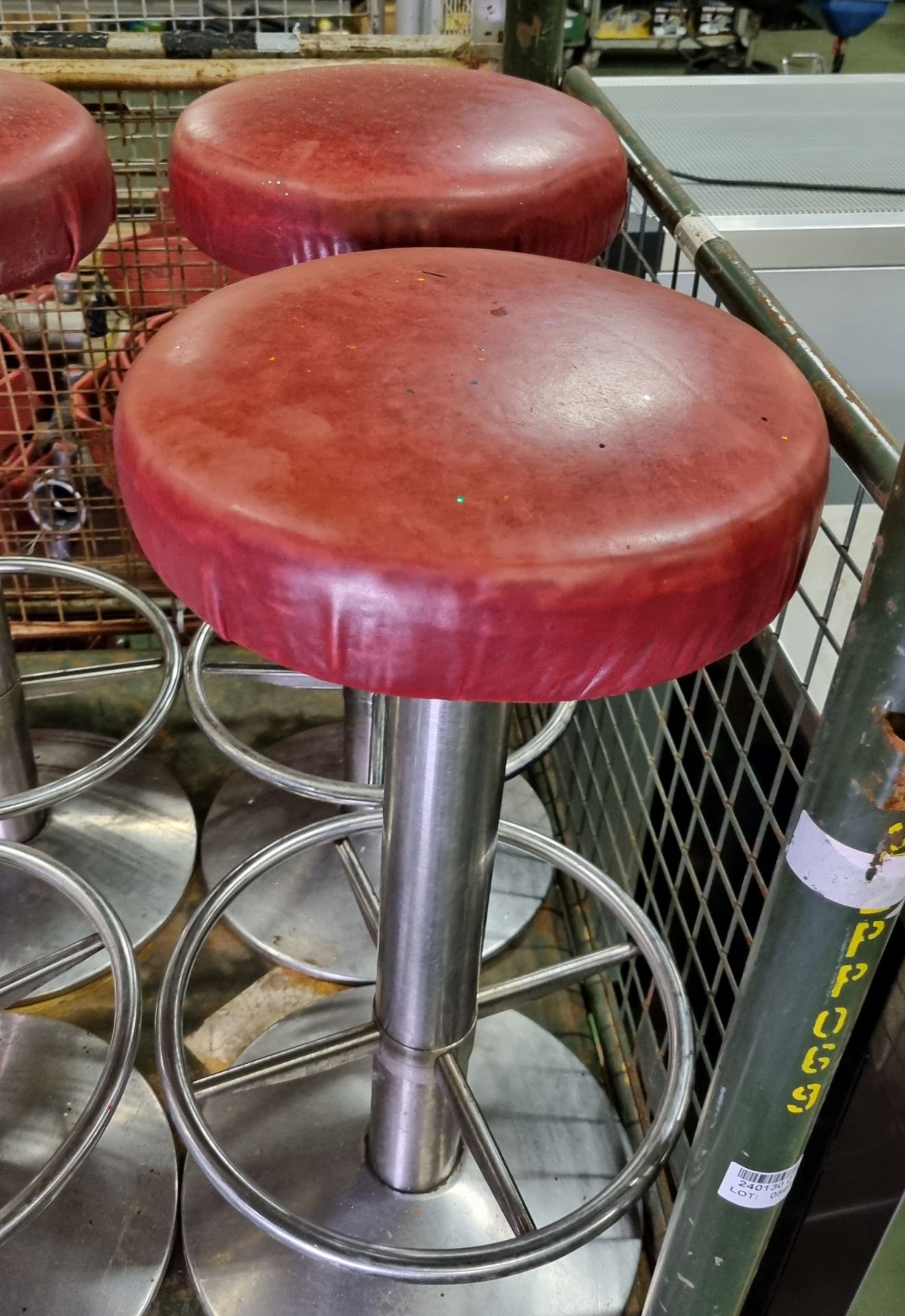 6x Metal padded stools - H 800 mm - Image 3 of 6