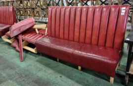 Red leather padded bench seating