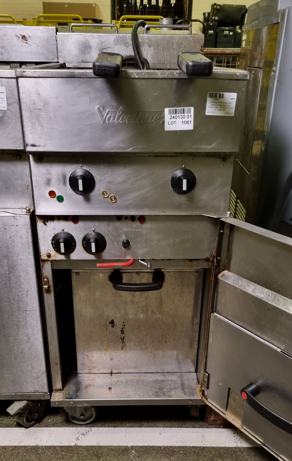 Valentine V400 stainless steel 400V electric single tank twin basket fryer - W 400 x D 590 x H 930 - Bild 4 aus 5