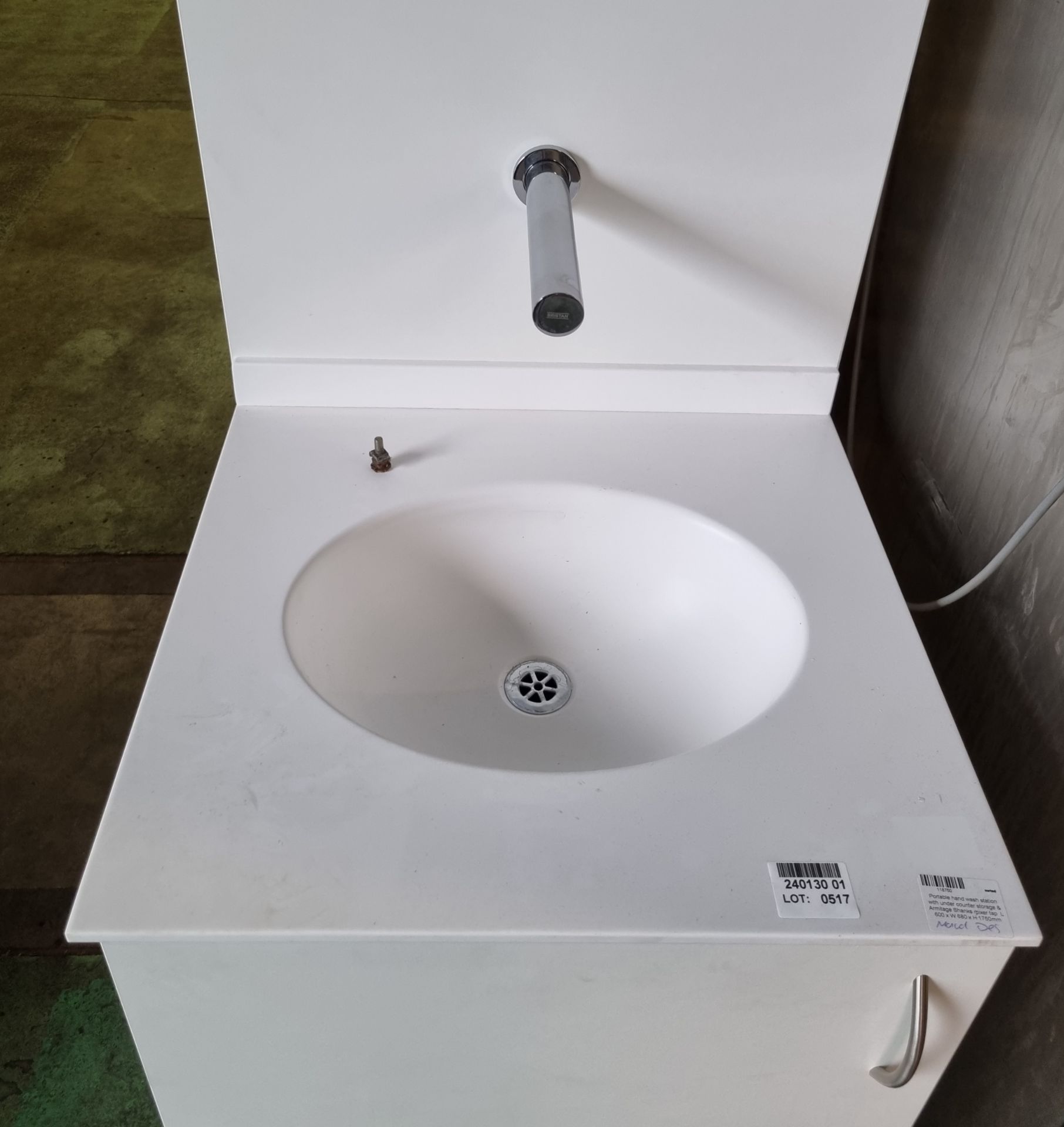 Portable hand wash station with under counter storage & Armitage Shanks mixer tap L 600 x W 680 - Image 5 of 5