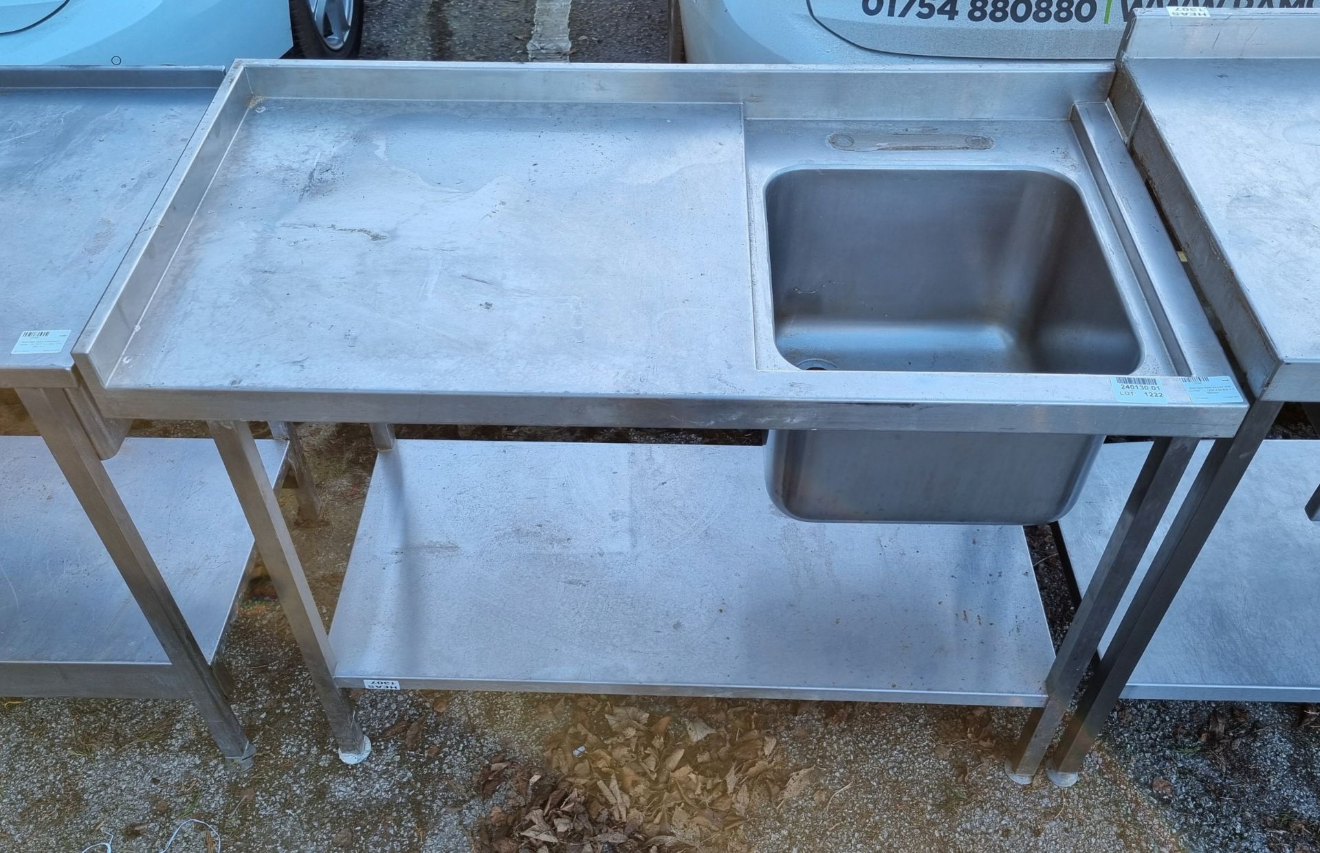 Stainless steel kitchen sink counter - L 1200 x W 600 x H 890mm - Bild 2 aus 3