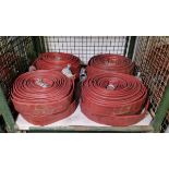 8x Angus Duraline 70mm lay flat hoses with couplings - approx 23 M in length