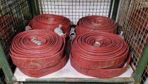8x Angus Duraline 70mm lay flat hoses with couplings - approx 23 M in length