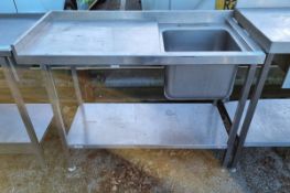 Stainless steel kitchen sink counter - L 1200 x W 600 x H 890mm